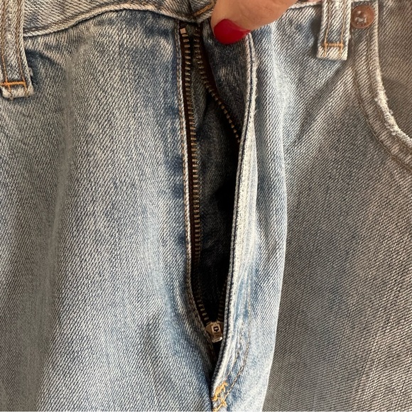 rag & bone Marilyn Distressed Straight Leg Raw Hem Crop Jeans Light Blue 31 NWT - Picture 11 of 15